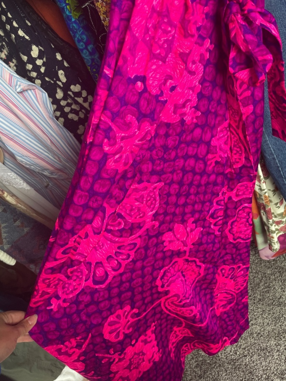 Vintage 1970s Hawaii Nei pink/purple psychedelic print halter maxi dress